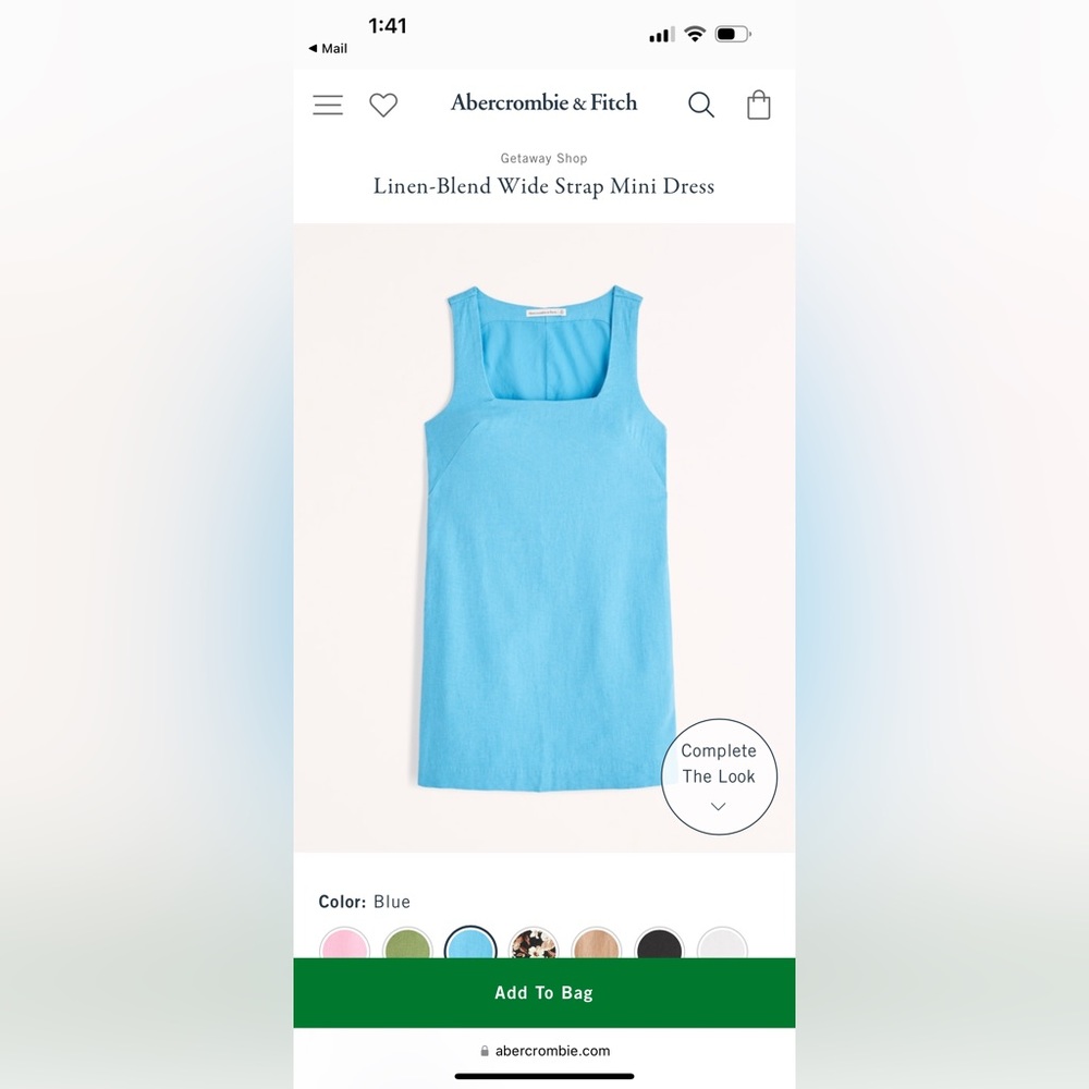 Linen- Blend Wide Strap Mini Dress